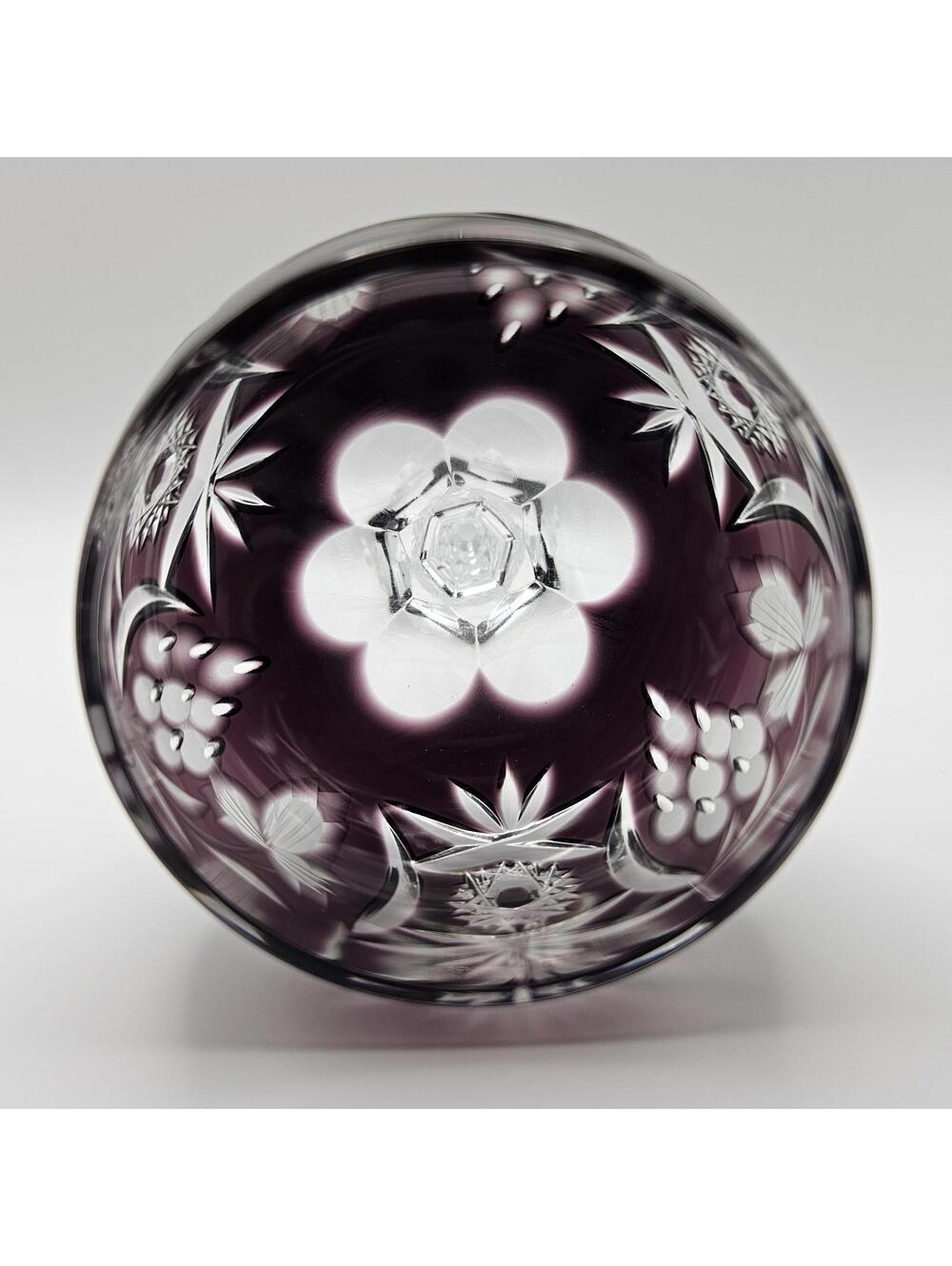 Vntg Nachtmann Traube Cordial Crystal Purple Amethyst Cut To Clear Glass 6 7/8" - Picture 10 of 11